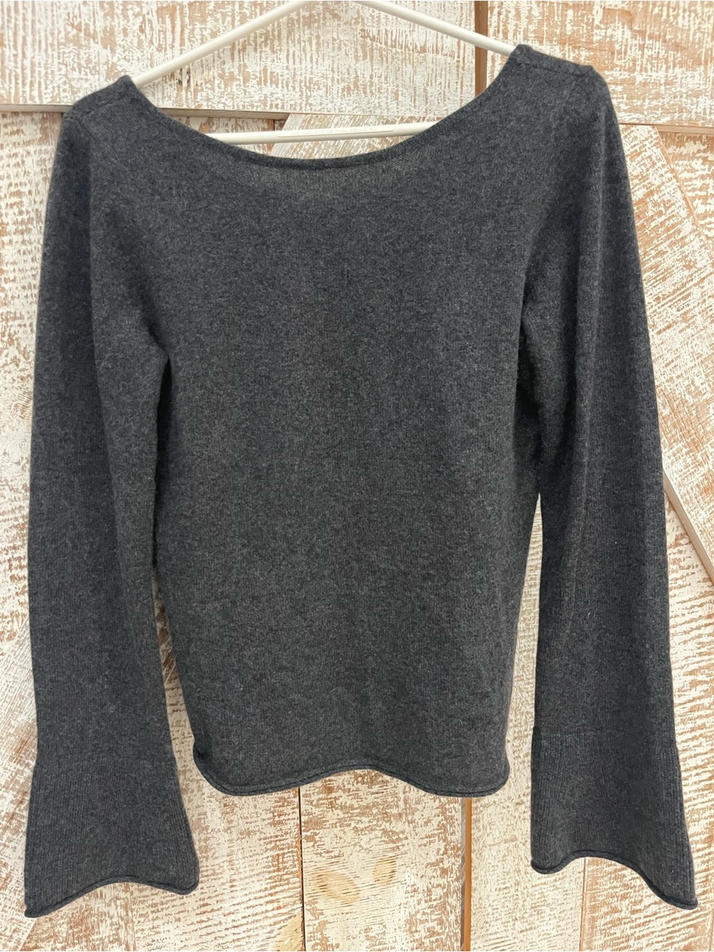 White & Warren Cashmere Charcoal Gray Women's Boatneck Sweater Medium